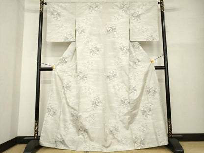 平和屋着物●本場大島紬　白大島　カタス　総絣　風景文　正絹　逸品　AABH2620ck