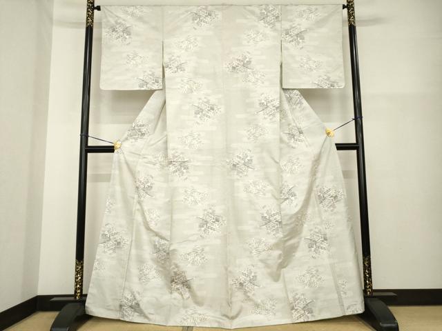平和屋着物●本場大島紬　白大島　カタス　総絣　風景文　正絹　逸品　AABH2620ck