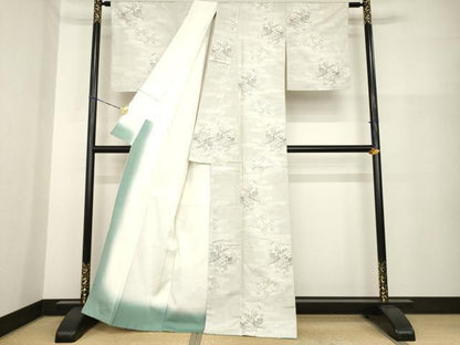 平和屋着物●本場大島紬　白大島　カタス　総絣　風景文　正絹　逸品　AABH2620ck