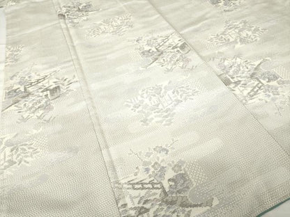 平和屋着物●本場大島紬　白大島　カタス　総絣　風景文　正絹　逸品　AABH2620ck