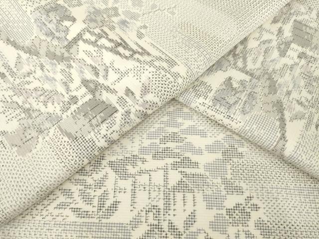 平和屋着物●本場大島紬　白大島　カタス　総絣　風景文　正絹　逸品　AABH2620ck