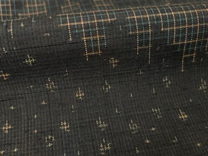 平和屋着物●紬　訪問着　流水文　黒地　正絹　逸品　AABH2621ck