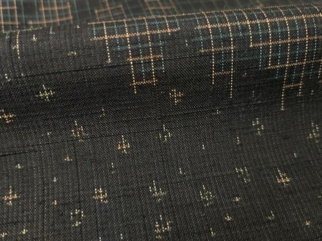 平和屋着物●紬　訪問着　流水文　黒地　正絹　逸品　AABH2621ck