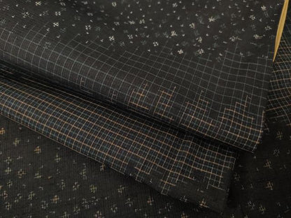 平和屋着物●紬　訪問着　流水文　黒地　正絹　逸品　AABH2621ck