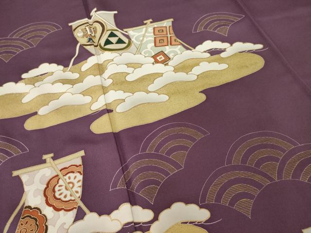 平和屋着物●訪問着　友禅　駒刺繍　帆掛け船　金彩　正絹　逸品　AABH2622ck