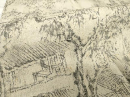 平和屋着物●訪問着　結城紬　手描き　風景文　正絹　逸品　AABH2623ck