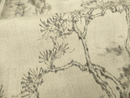 平和屋着物●訪問着　結城紬　手描き　風景文　正絹　逸品　AABH2623ck
