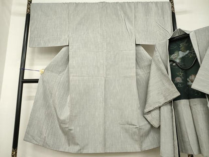 平和屋着物●男性　紬　アンサンブル　霞文　正絹　逸品　未使用　AABH2628ck