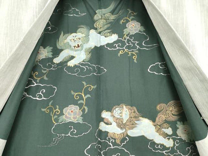 平和屋着物●男性　紬　アンサンブル　霞文　正絹　逸品　未使用　AABH2628ck