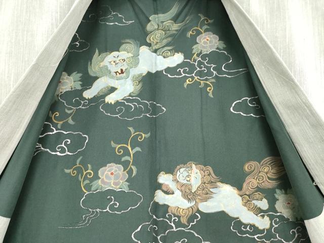 平和屋着物●男性　紬　アンサンブル　霞文　正絹　逸品　未使用　AABH2628ck
