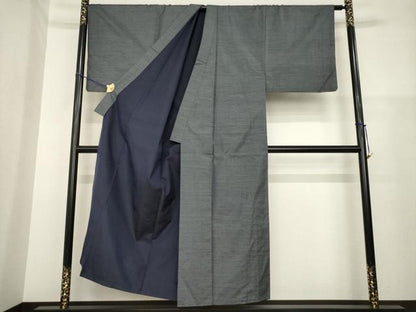 平和屋着物●男性　本場大島紬　アンサンブル　格子　証紙付き　正絹　逸品　AABH2629ck