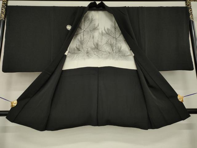 平和屋着物●男性　黒紋付・羽織セット　正絹　逸品　AABH2630ck