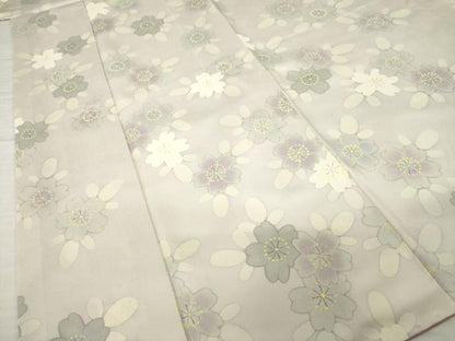 平和屋着物●上質な小紋　舞桜文　反端付き　正絹　逸品　AABH2631ck
