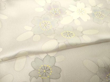 平和屋着物●上質な小紋　舞桜文　反端付き　正絹　逸品　AABH2631ck