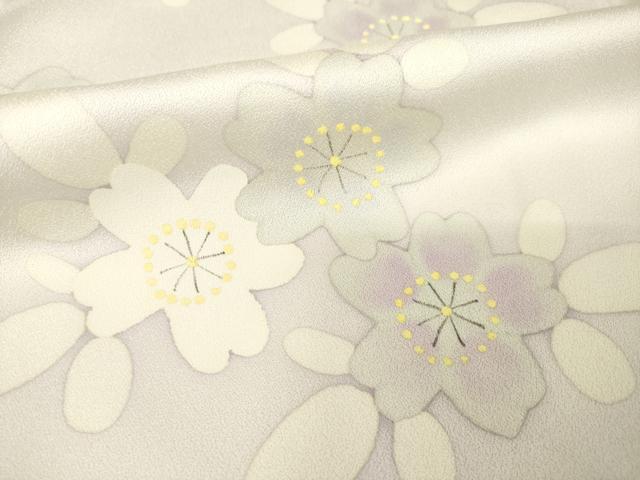 平和屋着物●上質な小紋　舞桜文　反端付き　正絹　逸品　AABH2631ck