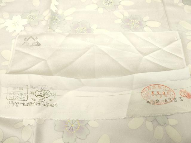 平和屋着物●上質な小紋　舞桜文　反端付き　正絹　逸品　AABH2631ck