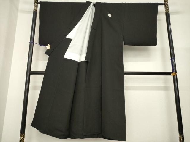 平和屋着物●男性　黒紋付・羽織セット　正絹　逸品　AABH2633ck