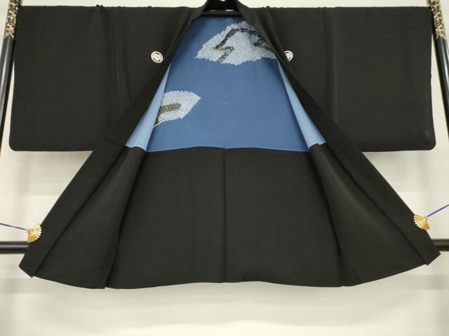 平和屋着物●男性　黒紋付・羽織セット　正絹　逸品　AABH2633ck