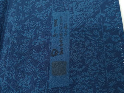 平和屋着物●阿波藍伝統工芸　金子正　訪問着　阿波藍型染　草花文　正絹　逸品　AABH2635ck