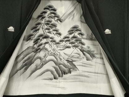 平和屋着物●男性　黒紋付・羽織セット　正絹　逸品　未使用　AABH2636ck