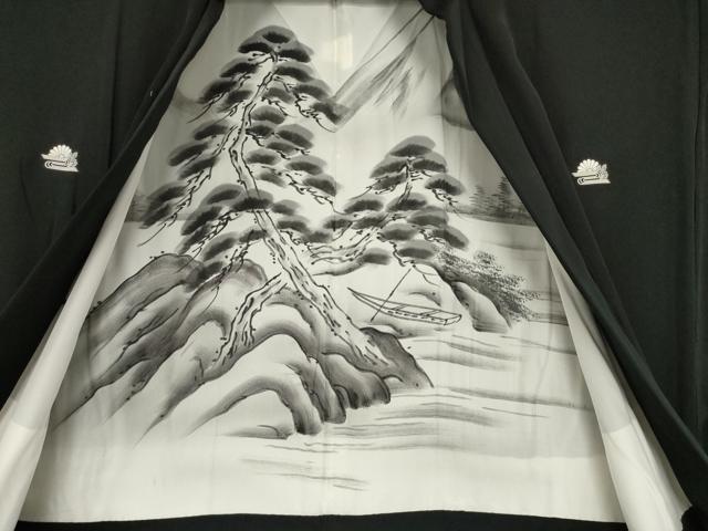 平和屋着物●男性　黒紋付・羽織セット　正絹　逸品　未使用　AABH2636ck