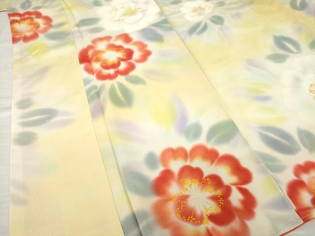 平和屋着物●上質な小紋　舞花文　暈し染　正絹　逸品　未使用　AABH2640ck
