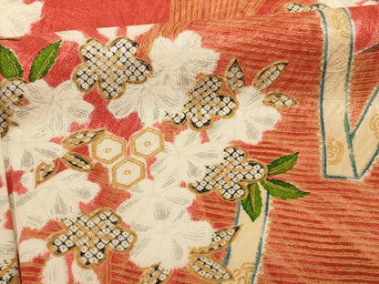 平和屋着物∵女の子　十三参り　子供　祝着　花絵巻文　正絹　逸品　AABH2641ja