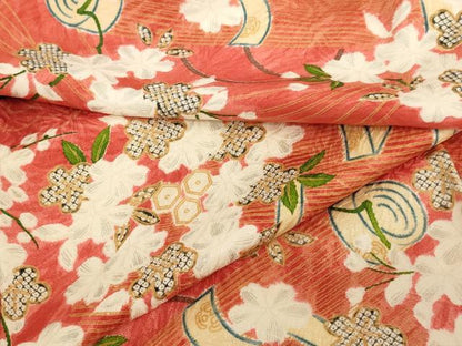 平和屋着物∵女の子　十三参り　子供　祝着　花絵巻文　正絹　逸品　AABH2641ja
