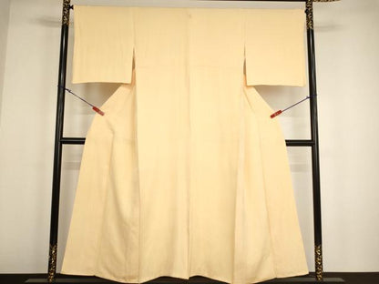 平和屋着物■上質な色無地 雲取り草木地紋 蜂蜜色 正絹 逸品 AABH2663ja