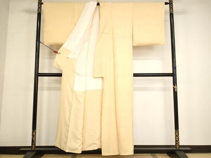 平和屋着物■上質な色無地 雲取り草木地紋 蜂蜜色 正絹 逸品 AABH2663ja