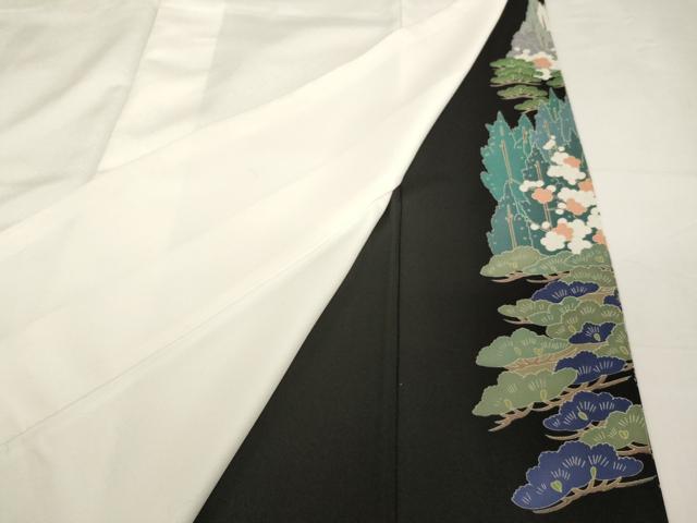 平和屋着物■豪華黒留袖 友禅 風景花文 正絹 逸品 AABH2665ja