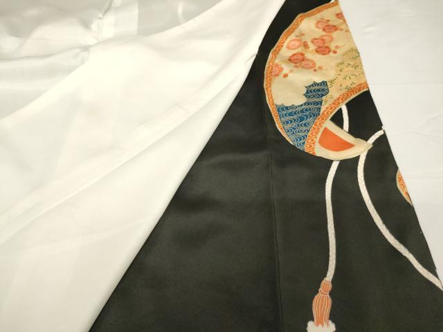 平和屋着物■豪華黒留袖 駒刺繍 孔雀花絵巻文 金彩 正絹 逸品 AABH2667ja