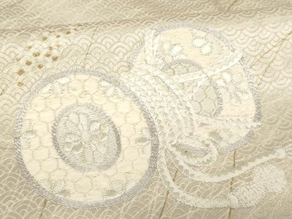 平和屋着物■訪問着 刺繍 花鼓文 暈し染め 金彩 正絹 逸品 AABH2674ja