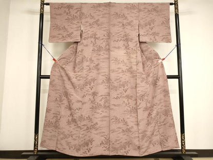 平和屋着物■上質な小紋 風景文 たたき染め 正絹 逸品 AABH2675ja