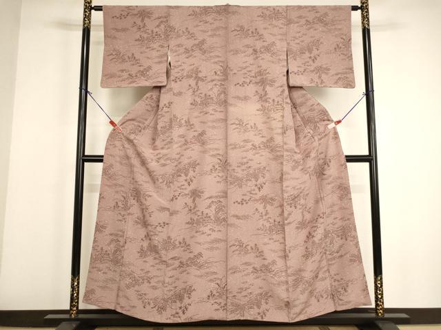 平和屋着物■上質な小紋 風景文 たたき染め 正絹 逸品 AABH2675ja