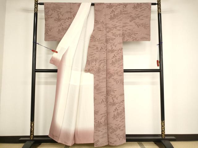 平和屋着物■上質な小紋 風景文 たたき染め 正絹 逸品 AABH2675ja