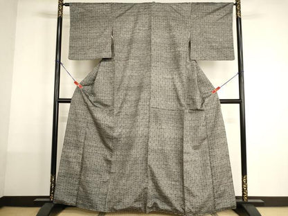 平和屋着物■上質な紬　十字絣　正絹　逸品　未使用　AABH2709ja