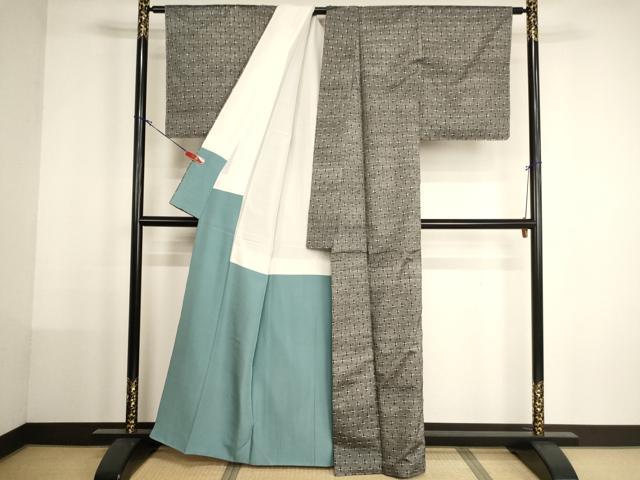 平和屋着物■上質な紬　十字絣　正絹　逸品　未使用　AABH2709ja