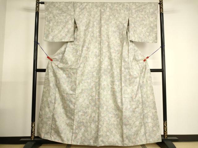 平和屋着物■お召　草木文　胴抜き仕立て　正絹　逸品　AABH2710ja
