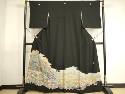 平和屋着物■豪華黒留袖 作家物 風景文 正絹 逸品 AABH2719ja