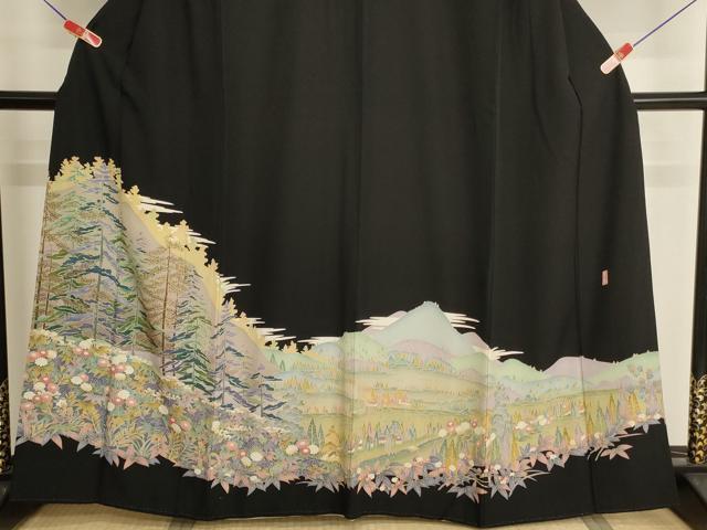 平和屋着物■豪華黒留袖 作家物 風景文 正絹 逸品 AABH2719ja