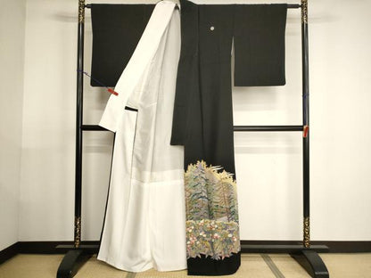 平和屋着物■豪華黒留袖 作家物 風景文 正絹 逸品 AABH2719ja