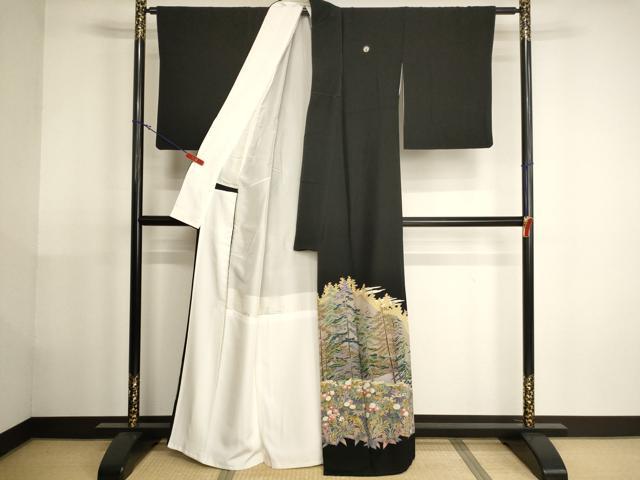 平和屋着物■豪華黒留袖 作家物 風景文 正絹 逸品 AABH2719ja