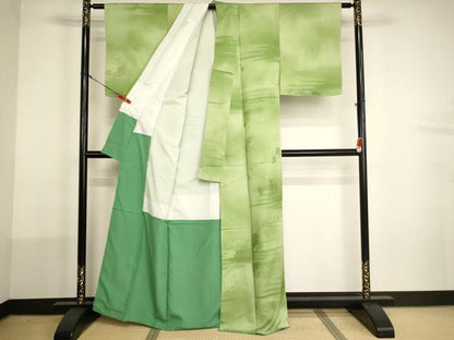 平和屋着物■上質な小紋 枝花地紋 暈し染め 正絹 逸品 未使用 AABH2758ja