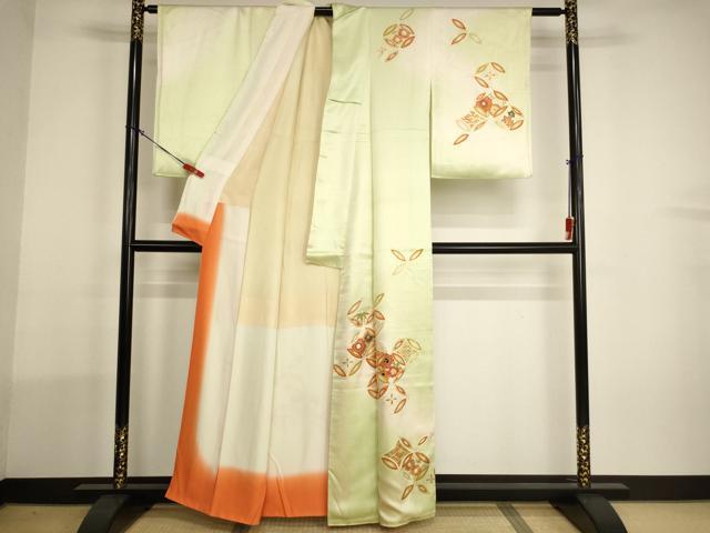 平和屋着物■訪問着 七宝花文 暈し染め 金彩 正絹 逸品 AABH2759ja