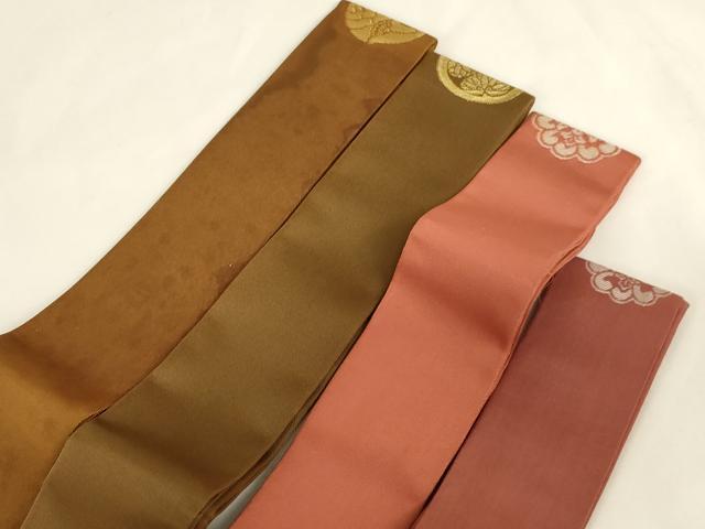 平和屋本店▼輪袈裟4点セット　月影杏葉　三つ葉葵　花丸文　法衣　寺院　仏具　仏教　僧侶　神職　装束　AABH2781ja