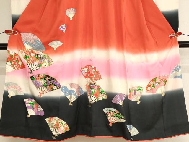 平和屋着物[]七五三 女の子 7歳 祝着 四つ身 駒刺繍 牡丹花文 金彩
