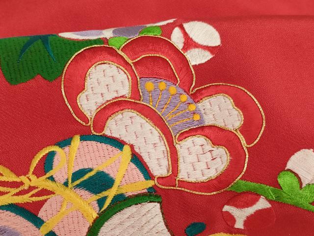 平和屋着物[]七五三　女の子　３歳　祝着　一つ身　駒刺繍　花鼓文　暈し染め　正絹　逸品　AABH2800ja