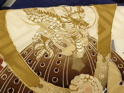 平和屋着物[]お宮参り　男の子　祝着　産着　初着　のしめ　駒刺繍　兜　地紙草木文　金彩　逸品　AABH2801ja