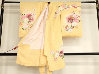 平和屋着物[]お宮参り　女の子　祝着　産着　初着　のしめ　駒刺繍　手毬花文　暈し染め　正絹　逸品　AABH2802ja